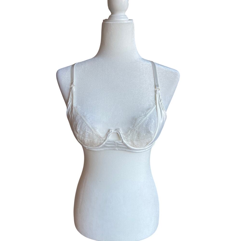 Oh La La Cheri Ivory Eyelash Plunge Bra Size S Sheer | Sexy Romantic GLAM NWOT